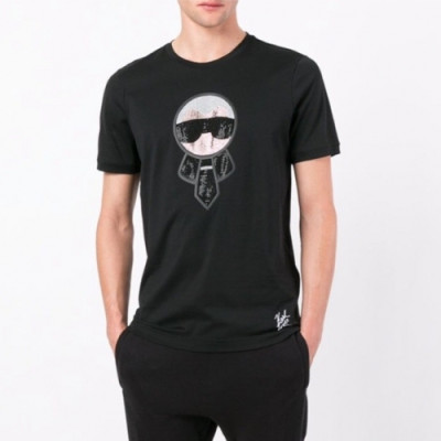 [펜디]Fendi 2020 Mens Logo Casual Short Sleeved Tshirts - 펜디 2020 남성 로고 캐쥬얼 코튼 반팔티 Fen0774x.Size(s - 2xl).블랙