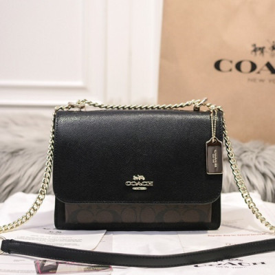 Coach 2020 Ladies Leather Shoulder Bag,22cm - 코치 2020 여성용 레더 숄더백 COAB0246,22cm,블랙