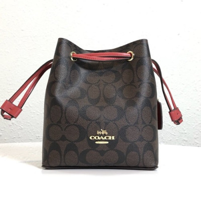 Coach 2020 PVC Bucket Shoulder Bag,20cm - 코치 2020 PVC 버킷 숄더백 COAB0261,20cm,브라운