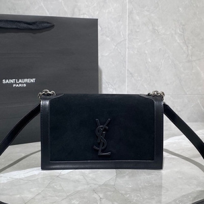 Saint Laurent 2020 Women Shoulder Bag,24CM - 입생로랑 2020 여성용 스웨이드 숄더백 532756, SLB0575,24CM,블랙