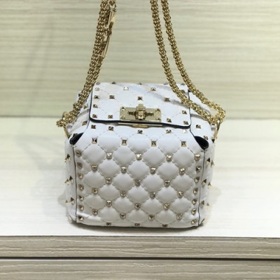 Valentino 2020 Leather Garavani Rockstud Spike Shoudler Bag,15CM - 발렌티노 2020 레더 가라바니 락스터드 스파이크 숄더백,VTB1017,15CM,화이트