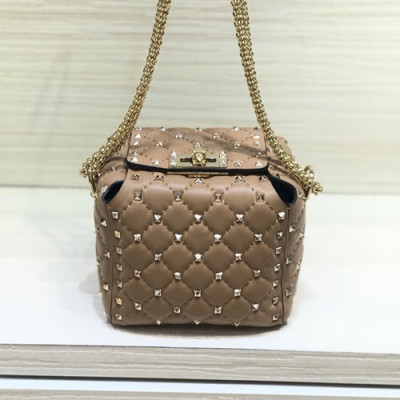 Valentino 2020 Leather Garavani Rockstud Spike Shoudler Bag,15CM - 발렌티노 2020 레더 가라바니 락스터드 스파이크 숄더백,VTB1019,15CM,베이지