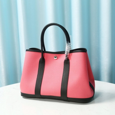 Hermes 2020 Garden Canvas Leather Tote Bag ,30cm - 에르메스 2020 가든파티 캔버스 여성용 토트백 HERB0838,30cm,핑크