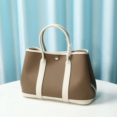 Hermes 2020 Garden Canvas Leather Tote Bag ,30cm - 에르메스 2020 가든파티 캔버스 여성용 토트백 HERB0841,30cm,브라운