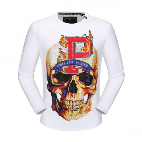 Philipp Plein Mens Skull Logo Cotton Man-to-man Tshirt - 필립플레인 2020 남성 스컬 로고 코튼 맨투맨 Phi0126x.Size(m - 3xl).화이트