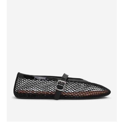 알라이아 여성 피시넷 발레 플랫 슈즈 - Alaia Womens Fishnet Ballet Flat Shoes - als577x
