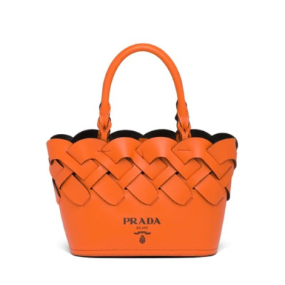 Prada 2020 Women Leather Bucket Tote Shoulder Bag ,23CM - 프라다 2020 여성용 레더 버킷 토트 숄더백 1BG318-1,23CM,오렌지