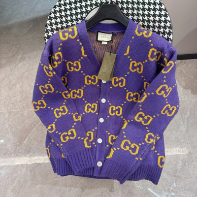 구찌 남/녀 브이넥 퍼플 가디건 - Gucci Unisex Puple Cardigan - gu03044x