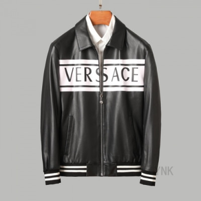 [베르사체]Versace 2020 Logo Mens Casual Leather Jacket - 베르사체 2020 남성 캐쥬얼 가죽 자켓 Ver0720x.Size(m - 3xl).블랙