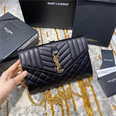 [입생로랑] Saint Laurent CustomLeather Monogram Mix Matelasse Shoulder Bag 22.5cm - 입생로랑 커스텀급 모노그램 믹스 마테라쎄 숄더백 SLB0606,  22.5cm, 블락