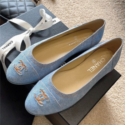 Chanel 2020 Women's Denim Flat - 샤넬 2020 여성용 데님 플렛 CHAS0459,Size(225-255).스카이블루