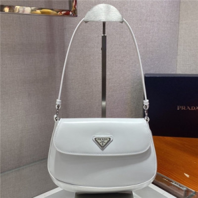 [프라다]Prada 2021 Women's Leather Hobo Shoulder Bag 23cm - 프라다 2021 여서용 레더 호보 숄더백 23cm, PRAB0139, 화이트