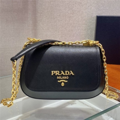 [프라다]Prada 2021 Women's Leather Shoulder Bag 22cm - 프라다 2021 여성용 레더 숄더백 22cm, PRAB0146, 블랙