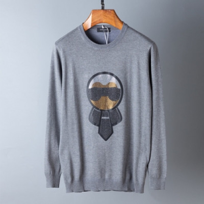 [펜디]Fendi 2020 Mens Logo Crew-neck Wool Sweaters - 펜디 2020 남성 로고 크루넥 울 스웨터 Fen0846x.Size(m - 2xl).그레이