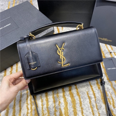 [입생로랑] Saint Laurent Custom Women's Leather Medium Sunset Tote Shoulder Bag,25cm - 입생로랑 커스텀급 여성용 레더 미디음 썬셋 토트 숄더백,25cm,SLB0610,블랙