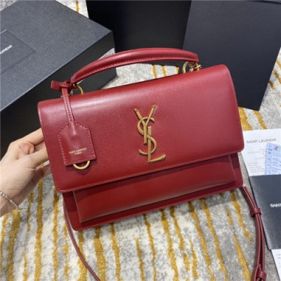 [입생로랑] Saint Laurent Custom Women's Leather Medium Sunset Tote Shoulder Bag,25cm - 입생로랑 커스텀급 여성용 레더 미디음 썬셋 토트 숄더백,25cm,SLB0612,레드