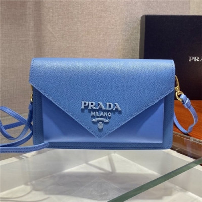 [프라다] Prada 2020 Women's Leather Shoulder Cross Bag,20cm - 프라다 2020 여성용 레더 숄더 크로스백,20cm, PRAB0168,블루