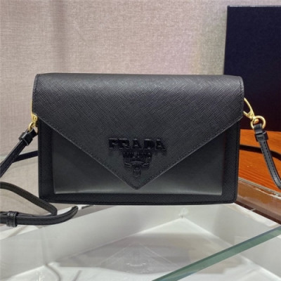 [프라다] Prada 2020 Women's Leather Shoulder Cross Bag,20cm - 프라다 2020 여성용 레더 숄더 크로스백,20cm, PRAB0169,블랙