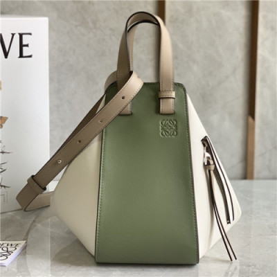 [로에베] Loevve 2020 Women's Hammock Shoulder Bag,14cm - 로에베 2020 여성용 해먹 숄더백, 14cm, LOEB0447, 화이트+그린