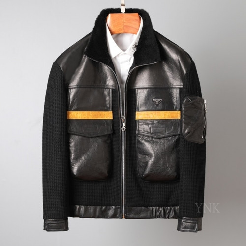 Prada 2020 Mens Logo Casual Leather Jacket - 프라다 2020 남성 로고 캐쥬얼 가죽 자켓 Pra01168x.Size(m - 3xl).블랙