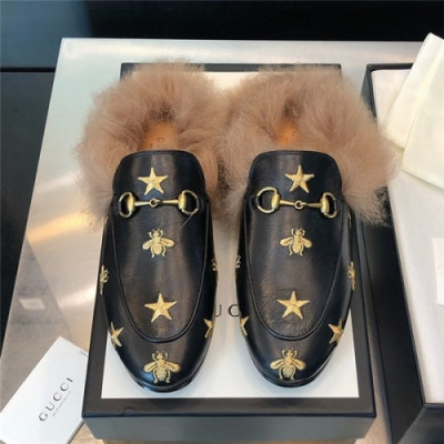 Gucci 2020 Women's Leather Wool Slipper - 구찌 2020 여성용 레더 울 슬리퍼,Size(225-255),GUCS1216,블랙