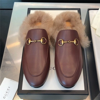 Gucci 2020 Women's Leather Wool Slipper - 구찌 2020 여성용 레더 울 슬리퍼,Size(225-255),GUCS1219,브라운