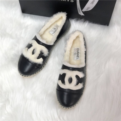 Chanel 2020 Women's Leather Wool Flat - 샤넬 2020 여성용 레더 울 를렛,Size(225-255),CHAS0478,블랙