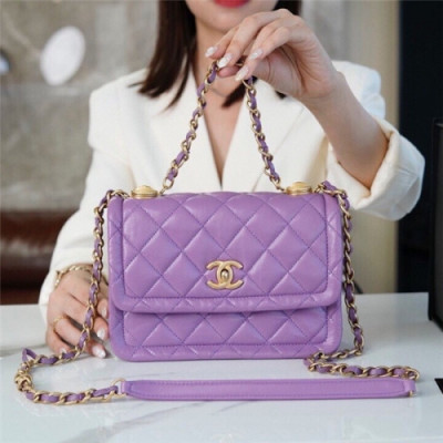 Chanel 2020 Women's Leather Vintage Cross Shoulder Bag,25cm - 샤넬 2020 남성용 레더 빈티지 크로스 숄더백,25cm,CHAB1579,퍼플