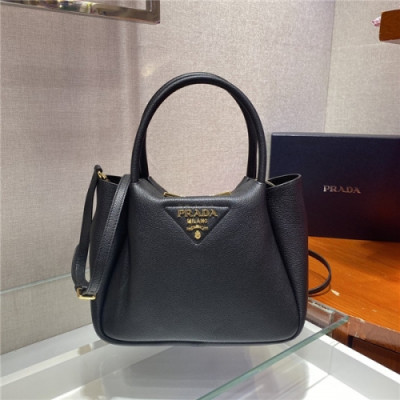 Prada 2020 Women's Leather Tote Shoulder Bag,23cm - 프라다 2020 여성용 레더 토트 숄더백,23cm,PRAB0250,블랙