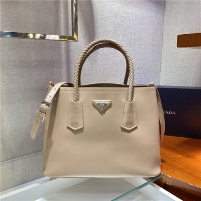 Prada 2020 Women's Leather Tote Shoulder Bag,33cm - 프라다 2020 여성용 레더 토트 숄더백,33cm,PRAB0259,베이지