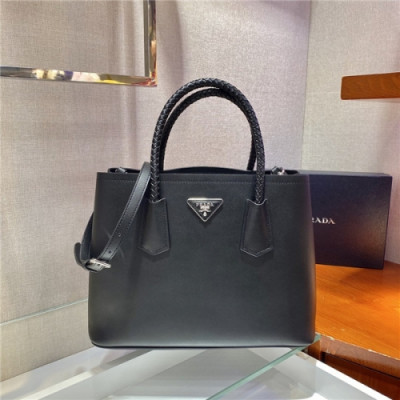 Prada 2020 Women's Leather Tote Shoulder Bag,33cm - 프라다 2020 여성용 레더 토트 숄더백,33cm,PRAB0260,블랙