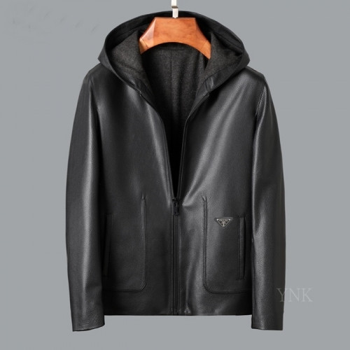 Prada 2020 Mens Logo Casual Leather Jacket - 프라다 2020 남성 로고 캐쥬얼 가죽 자켓 Pra01199x.Size(m - 3xl).블랙