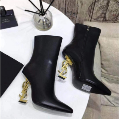 Saint Laurent 2020 Women's Leather Ankle Boots - 입생로랑 2020 여성용 레더 앵글부츠,Size(225-250),SLS0069,블랙