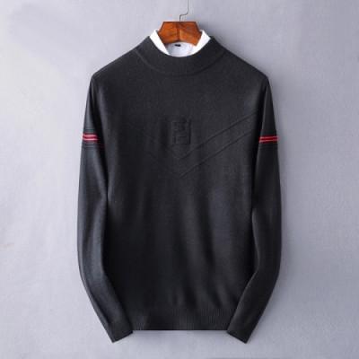 [펜디]Fendi 2020 Mens Logo Crew-neck Wool Sweaters - 펜디 2020 남성 로고 크루넥 울 스웨터 Fen0880x.Size(m - 3xl).블랙