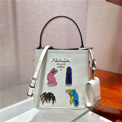 Prada 2020 Women's Leather Tote Shoulder Bag,17cm - 프라다 2020 여성용 레더 토트 숄더백,17cm,PRAB0274,화이트