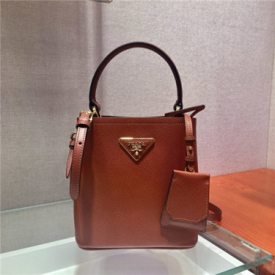 Prada 2020 Women's Leather Mini Tote Shoulder Bag,17cm - 프라다 2020 여성용 레더 미니 토트 숄더백,17cm,PRAB0302,오렌지