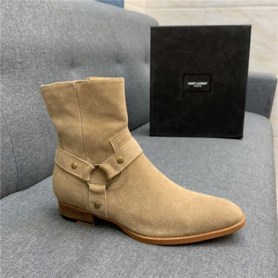 Saint Laurent 2020 Men's Leather Ankle Boots - 입생로랑 2020 남성용 레더 앵글부츠,Size(240-270),SLS0076,베이지