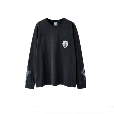 크롬하츠 남성 블랙 긴팔티 - Chrome Hearts Mens Black Tshirts - chr0321x
