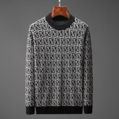 [펜디]Fendi 2020 Mens Logo Crew-neck Wool Sweaters - 펜디 2020 남성 로고 크루넥 울 스웨터 Fen0890x.Size(m - 3xl).블랙