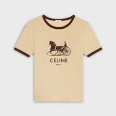 [셀린느]Celine 2020 Mm/Wm Hedi Slimane Logo Cotton Short Sleeved Tshirts - 셀린느 2020 남/녀 로고 코튼 반팔티 Cel0091x.Size(xs - l).아이보리