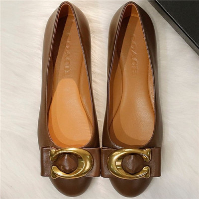 Coach 2021 Women's Leather Flat - 코치 2021 여성용 레더 플렛,Size(225-250),COA0002,브라운