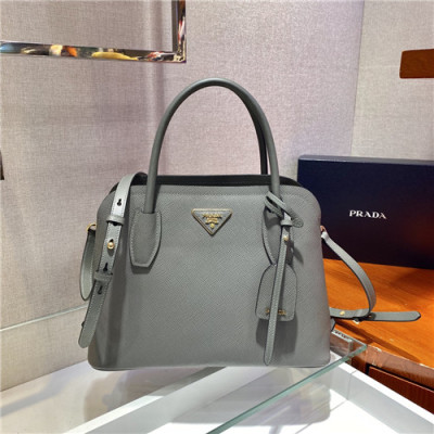 [프라다] Prada 2021 Women's Leather Matinee Tote Shoulder Bag,31cm - 프라다 2021 여성용 레더 마티네 토트 숄더백,31cm,PRAB0319,그레이