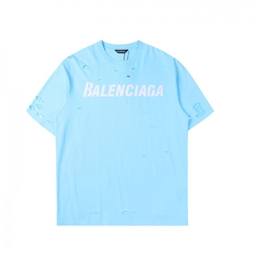 Balenciaga Mm/Wm Logo Cotton Short Sleeved Tshirts - 발렌시아가 남/녀 로고 코튼 반팔티 Bal0911x.Size(xs - m).블루
