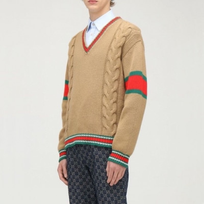 [구찌]Gucci 2020 Mens Logo Crew-neck Sweaters - 구찌 2020 남성 로고 크루넥 스웨터 Guc03348x.Size(xs - m).카멜