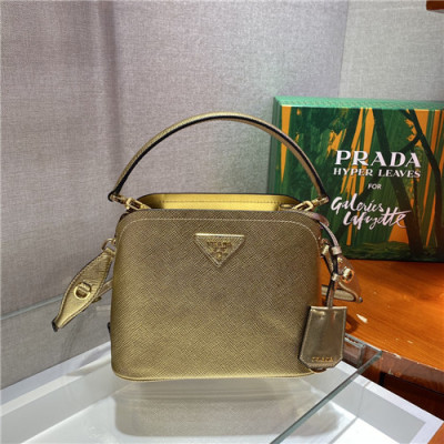 [프라다]Prada 2021 Women's Leather Mini Tote Shoulder Bag,21cm - 프라다 2021 여성용 레더 미니 토트 숄더백,21cm,PRAB0328,골드