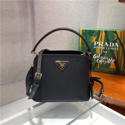 [프라다]Prada 2021 Women's Leather Mini Tote Shoulder Bag,21cm - 프라다 2021 여성용 레더 미니 토트 숄더백,21cm,PRAB0331,블랙