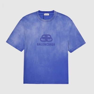 [발렌시아가]Balenciaga 2021 Mm/Wm Logo Cotton Short Sleeved Tshirts - 발렌시아가 2021 남/녀 로고 코튼 반팔티 Bal0927x.Size(xs - l).블루