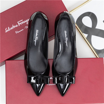 Salvatore Ferragamo 2021 Women's Leather Middle Heel - 페라가모 2021 여성용 레더 미드힐,Size(225-250),FGMS0529,블랙