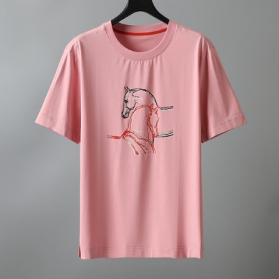 [에르메스]Hermes 2021 Mens Crew-neck Short Sleeved Tshirts - 에르메스 2021 남성 크루넥 반팔티 Her0582x.Size(m - 3xl).핑크