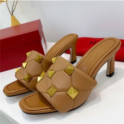 Valentino 2021 Women's Leather High Heel Slipper - 발렌티노 2021 여성용 레더 하이힐 슬리퍼,Size(225-250),VTS0322,카멜